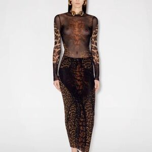 Jean Paul Gautier Leopard Print Skirt M NWT
